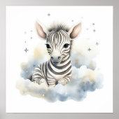 Baby zebra on clouds poster for nursery room (Vorne)