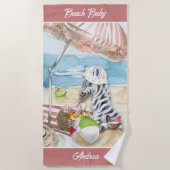 Baby Zebra Personalisiert Beach Blanket Strandtuch (Vorderseite)
