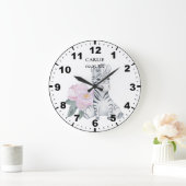 Baby Zebra Pink Blume Baby Girl Große Wanduhr (Zuhause)