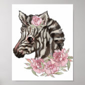 Baby Zebra Rose Animal Poster | Wall Print (Vorne)