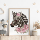 Baby Zebra Rose Animal Poster | Wall Print