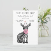 Baby Zebra schwarz-weiß Geburtstag Einladung (Stehend Vorderseite)
