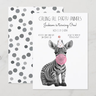 Baby Zebra schwarz-weiß Geburtstag Einladung
