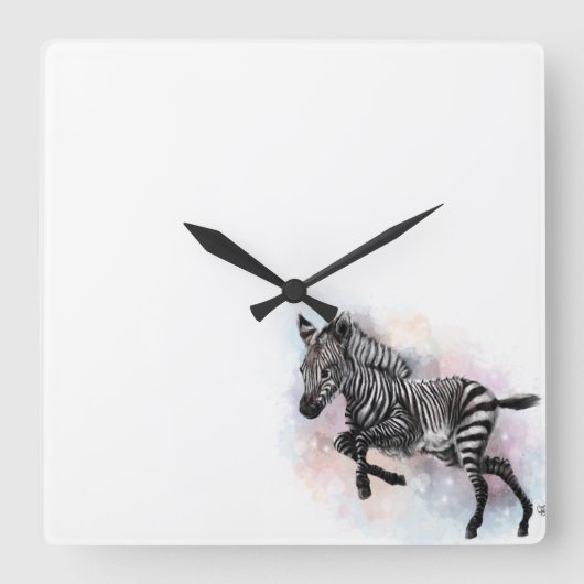 Baby Zebra Wall Clock Quadratische Wanduhr (Vorderseite)