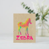 Baby Zebra Wild Psychedelic in Pink Yellow Green Postkarte (Stehend Vorderseite)
