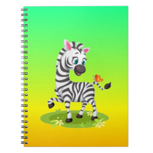 Baby Zebra Zeichnend Spielen mit Schmetterling-239 Notizblock
