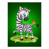 Baby Zebra Zeichnend Spielen mit Schmetterling-239 Poster (Vorderseite)