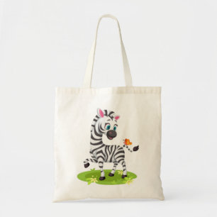 Baby Zebra Zeichnend Spielen mit Schmetterling-239 Tragetasche