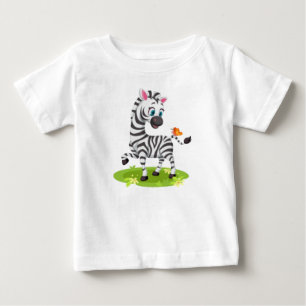Baby-Zebra-Zeichnung spielt mit Schmetterling Baby T-shirt