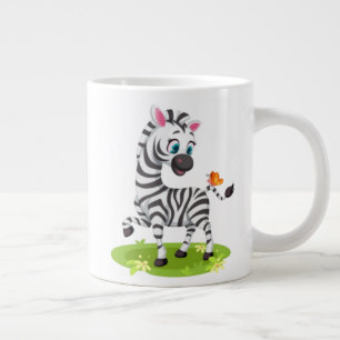 Baby-Zebra-Zeichnung spielt mit Schmetterling Jumbo-Tasse
