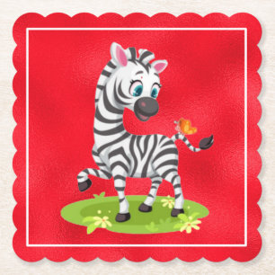 Baby-Zebra-Zeichnung spielt mit Schmetterling Untersetzer