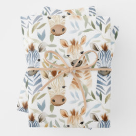 Baby zebras geschenkpapier set