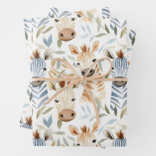 Baby zebras geschenkpapier set