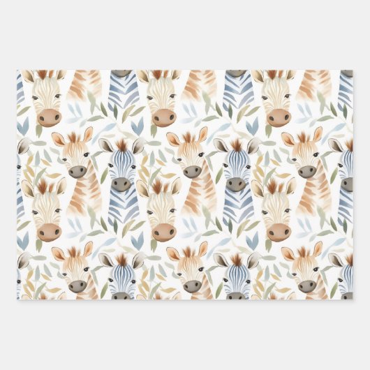 Baby zebras geschenkpapier set (Vorderseite)