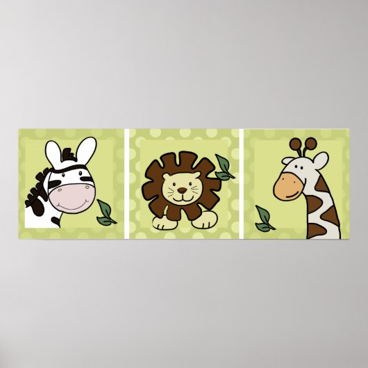 Baby Zoo Animals Giraffe Zebra Lion Set 3 Poster (Vorne)