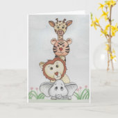 Baby Zoo Animals Karte (Gelbe Blume)