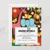 Baby Zoo Animals Kinderdusche Einladung (Vorne/Hinten)