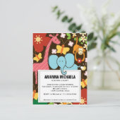 Baby Zoo Animals Kinderdusche Einladung (Stehend Vorderseite)