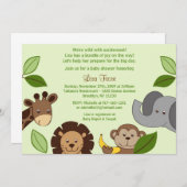 Baby Zoo Jungle Animals Kinderdusche Einladungen (Vorne/Hinten)