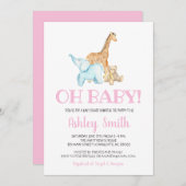 Baby Zoo Tier Baby Dusche Einladung (Vorne/Hinten)