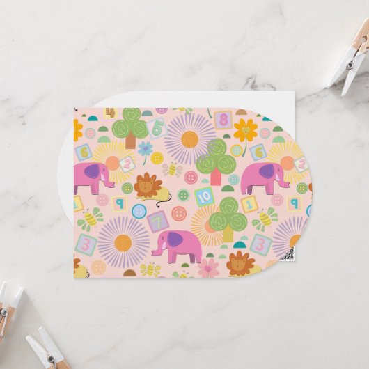 Baby Zoo wrapping paper Einladung (Vorderseite/Rückseite Beispiel)