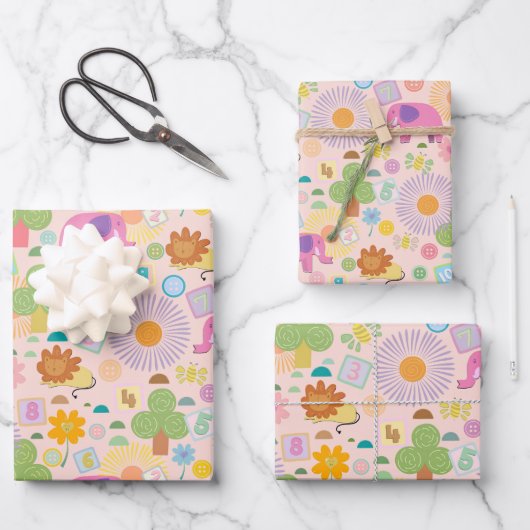 Baby Zoo wrapping paper Geschenkpapier Set (Vorderseite)