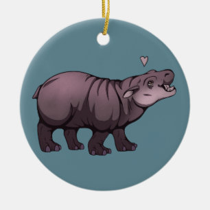 Baby-Zwergflusspferd Keramik Ornament