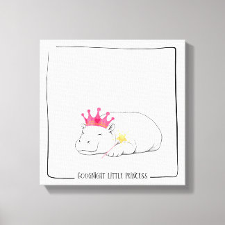 Baby-Zwergflusspferd-Prinzessin-Wurfkissen Leinwanddruck