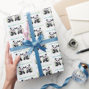 Baby-Zwillinge Panda-Bär Geschenkverpackung, Zwill Geschenkpapier