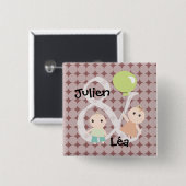 Baby-Zwillingsbadge Tochter-Ballongarcon 03 Button (Vorne & Hinten)