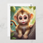 Babyaffe im Dschungel, Postüberquerung der Postkar Postkarte (Vorne/Hinten)