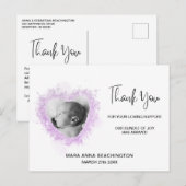 *~* Babyankündigung + Danke Herzpostkarte Postkarte (Vorne/Hinten)