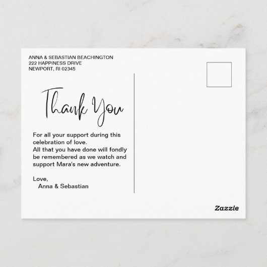 *~* Babyankündigung + Danke Herzpostkarte Postkarte (Rückseite)