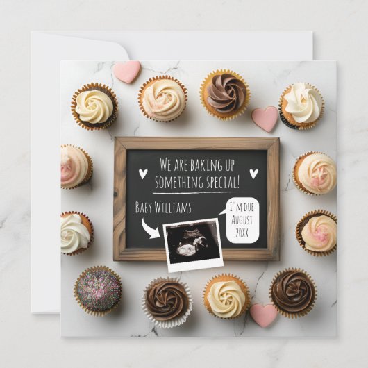 Babyankündigungskarte für das lustige Backen Einladung (Vorderseite)