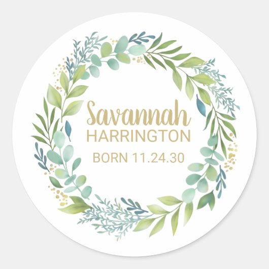 Babyankündigungssticker Runder Aufkleber (Vorderseite)