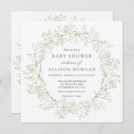 Babyatmung Blume Kinderdusche Einladung (Vorne/Hinten)