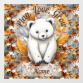 Babybär Herbst Fensteraufkleber (Blatt)