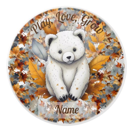 Babybär Herbst Keramikknauf (Vorderseite)