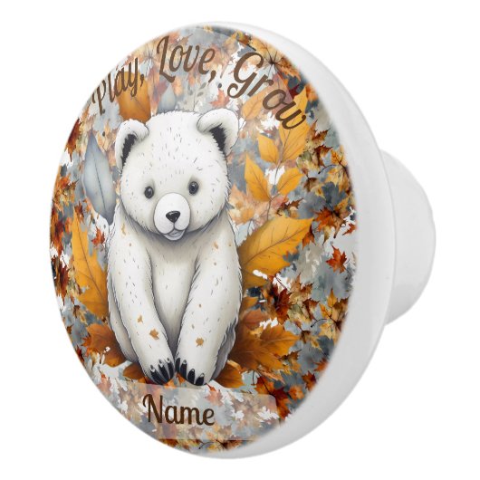 Babybär Herbst Keramikknauf (Rechts)