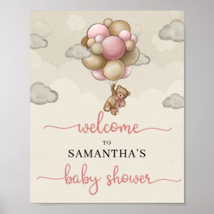 Babybär Rosa Braunbären Begrüßungszeichen Poster