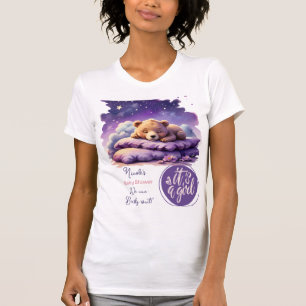 Babybär schlafend lila Galaxie Mädchen Baby Shower T-Shirt
