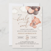 Babybär, Teddybär, Braunbälle, Babydusche Einladung (Vorderseite)