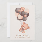 Babybär, Teddybär, Braunbälle, Babydusche Einladung (Rückseite)