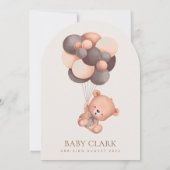 Babybär, Teddybär, Braunbälle, Babydusche Einladung (Rückseite)