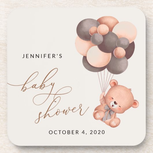 Babybär, Teddybär, Braunbälle, Babydusche Getränkeuntersetzer (Vorderseite)