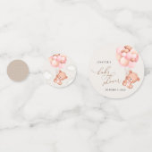 Babybär, Teddybär, rosa Balloons, Babydusche Konfetti (Rückseiten)