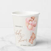 Babybär, Teddybär, rosa Balloons, Babydusche Pappbecher (Rückseite)