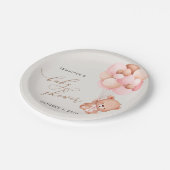 Babybär, Teddybär, rosa Balloons, Babydusche Pappteller (Schrägansicht)