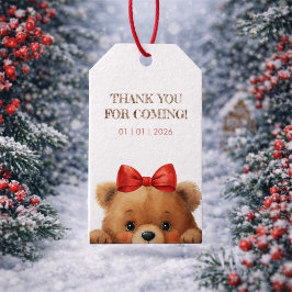 Babybär und Ebereschen-Baby-Party Geschenkanhänger