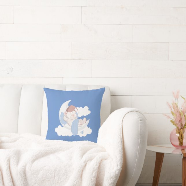 Babybärchen schlafen auf dem Mond Kissen (Liege)